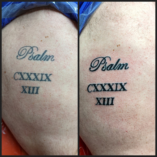 Explore patchwork sleeve tattoo ideas, creative tattoo ideas in Pittsburg, available at NeonMoon Tattoo