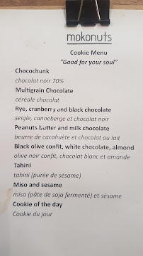 Mokonuts à Paris menu