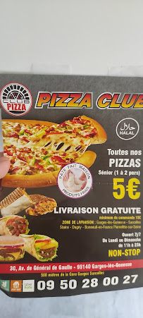 Pizzas à emporter Pizza Club à Garges-lès-Gonesse (la carte)