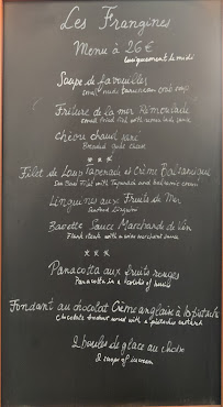 Restaurant français Les Frangines à Cassis (le menu)