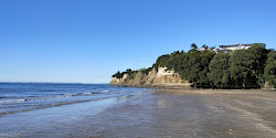 Foto van Long Bay Beach omringd door bergen