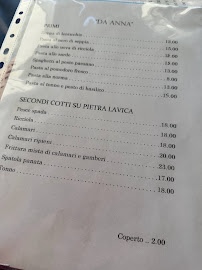 Menu du Da Anna à Linosa