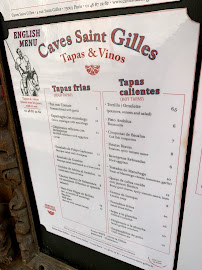 Caves Saint Gilles à Paris menu