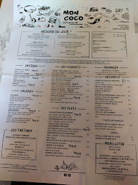 Mon Coco à Paris menu