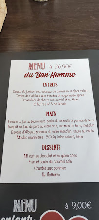 Le Bon'Homme à La Guérinière menu