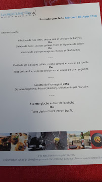 Restaurant Le Neptune à Collioure menu