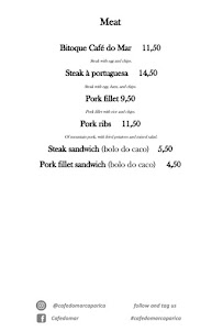 Café do Mar à Costa da Caparica menu