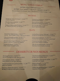 Restaurant français Chez Comus à Vincennes (le menu)