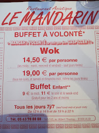 Restaurant asiatique Le Mandarin à Albi (le menu)