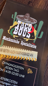 Restaurant mexicain Taco bous à Bous (le menu)