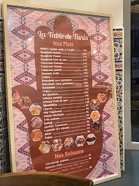 Menu du La Table de Tunis à Paris