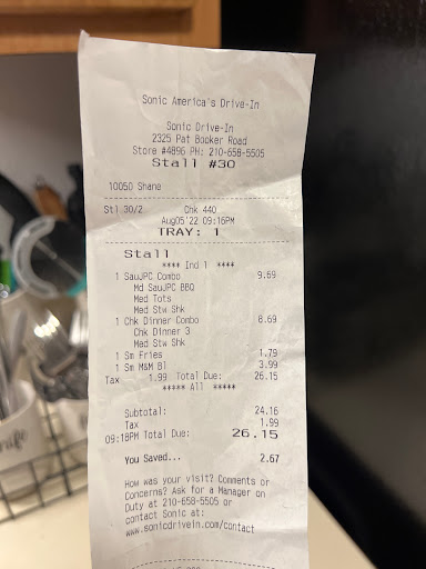 Fast Food Restaurant «Sonic Drive-In», reviews and photos, 2325 Pat Booker Rd, Universal City, TX 78148, USA