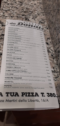 Pizzeria. Da Donato à Faenza carte