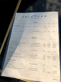 Menu du Café Philippe à Paris