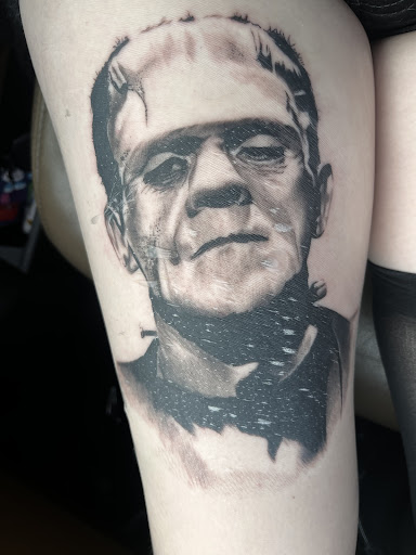 Explore deer skull tattoo ideas, creative tattoo ideas in Morehead City, available at Wild Poppy Tattoo