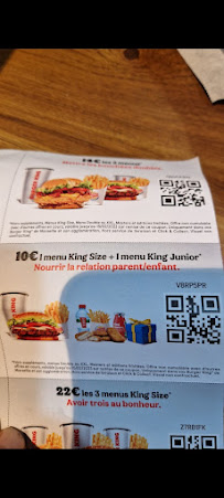 Menu du Burger King à Aubagne