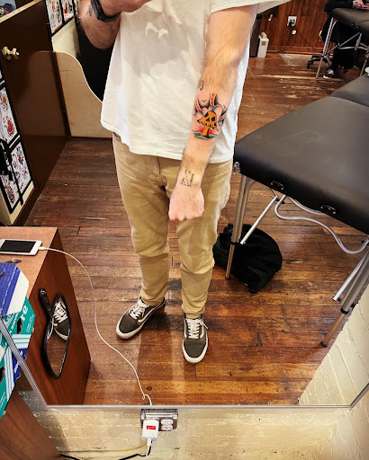 Explore cover up tattoo ideas leg, creative tattoo ideas in Seattle, available at 36th Street Tattoo