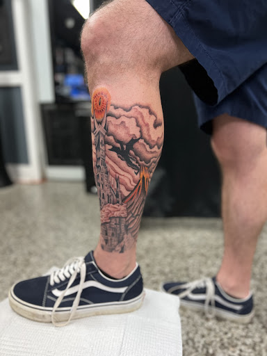 Explore mechanical sleeve tattoo ideas, creative tattoo ideas in Sanford, available at Luv Ink