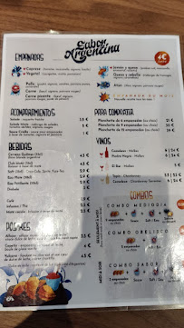 Menu du Sabor Argentina à Mulhouse