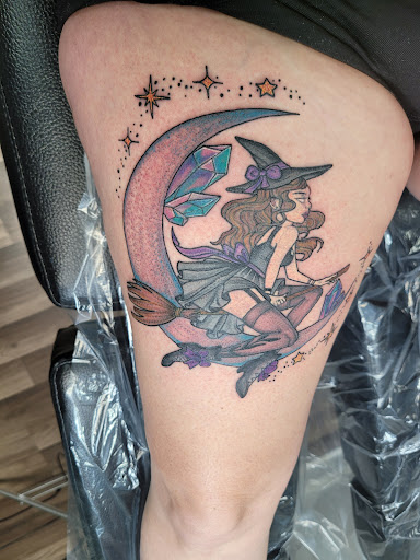 Explore thigh tattoo ideas for females, creative tattoo ideas in Jackson, available at Branded By Brittany Ink