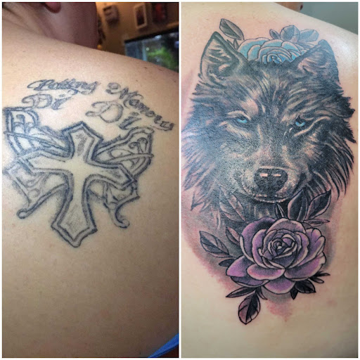 Explore jawline tattoo ideas, creative tattoo ideas in Angola, available at Hoodlum Ink