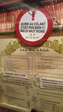 Restaurant français Le Quincy à Paris - menu / carte
