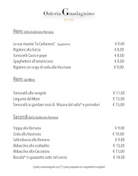 Restaurant Guadagnino Bar Pasticceria Tavola Calda à Rome - menu / carte