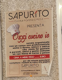Menu / carte de Sapurito Cucina Povera e Pizza | Ristorante tipico Siciliano Palermo centro à Palermo