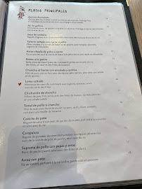 Menu / carte de Mi Perú à Paris