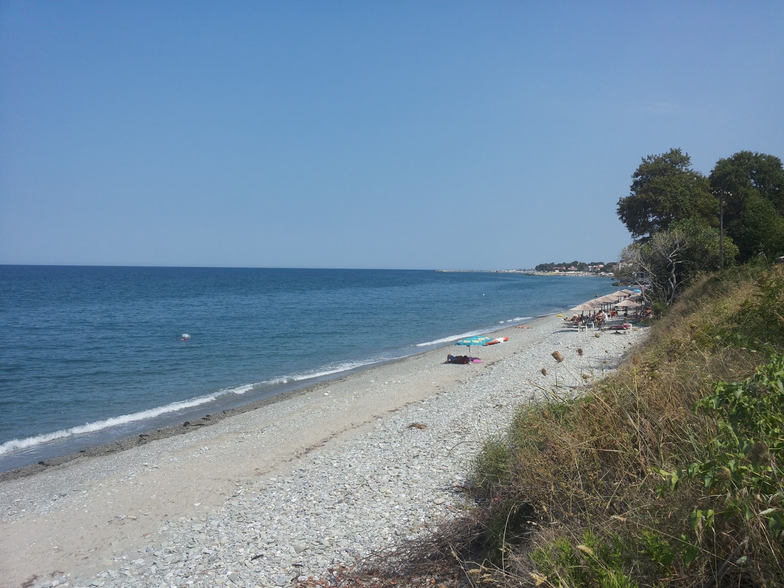 Foto van Platamon beach III met grijze kiezel oppervlakte