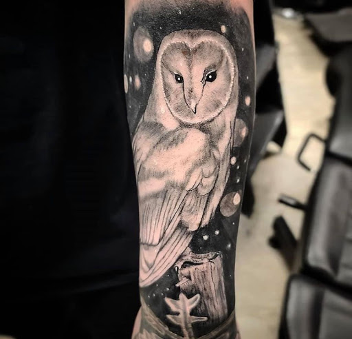 Explore star tattoo cover up ideas, creative tattoo ideas in Kenosha, available at Kenosha Tattoo Company