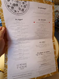 Restaurant Le Passage Saint Honoré à Paris (le menu)