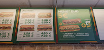 Sandwicherie Subway à Paris (le menu)