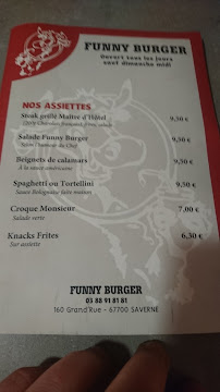 Funny Burger à Saverne menu