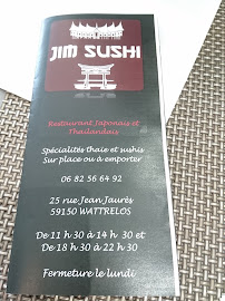 Menu du Jim Sushi à Wattrelos