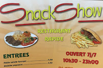 Restaurant Snack Show à Nangis menu