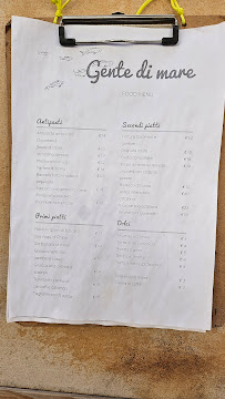 Menu du Gente di Mare à Terracina