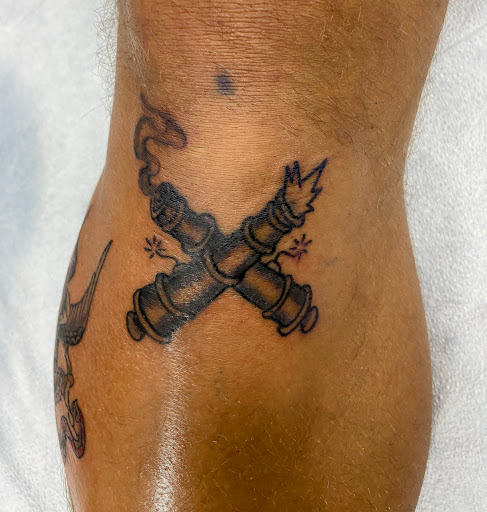 Explore map tattoo ideas, creative tattoo ideas in El Paso, available at American Tattoo Society of Ft Bliss