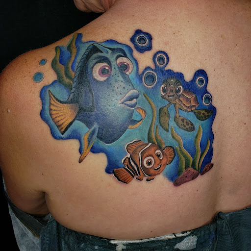 Explore half sleeve tattoo design ideas, creative tattoo ideas in Fort Worth, available at Darkside of Texas Tattoo & Piercing