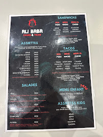 Menu / carte de ALI BABA Kebab&Tacos à Valence
