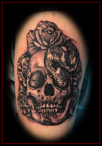 Explore oni mask tattoo ideas, creative tattoo ideas in Omaha, available at Eternal Tattoo & Body Piercing - Omaha
