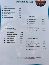 Restaurant Cantinho do Mar à Albufeira (le menu)