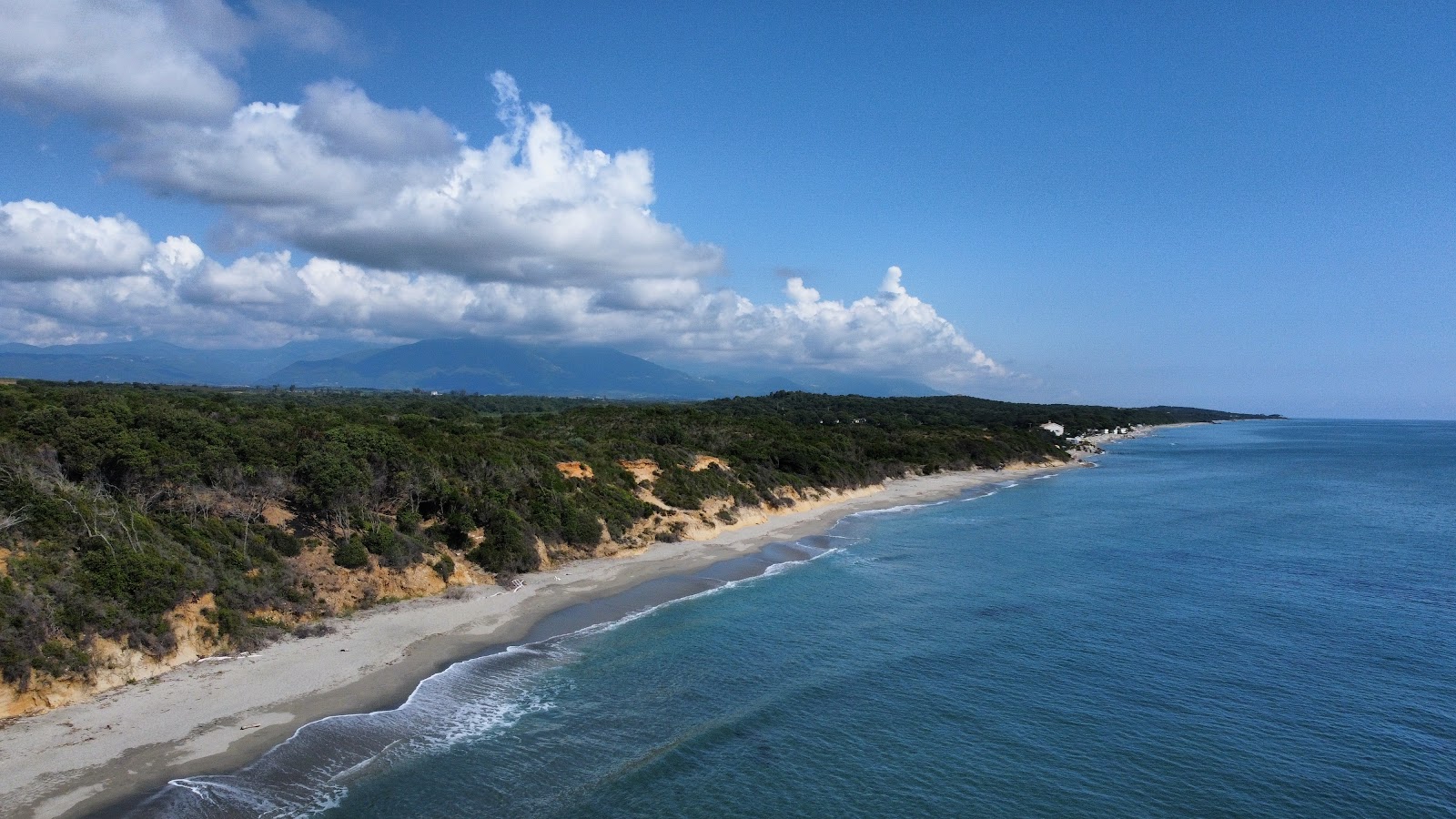 Foto di Plage de Tallone circondato da montagne