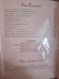 Menu du Le Palais d'Agadir. à Argenteuil