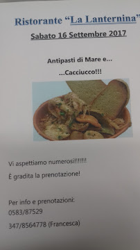 Carte du Ristorante La Lanternina à Bagni di Lucca