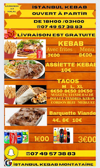 Menu du İstanbul kebab Montataire à Montataire