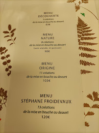 Menu / carte de Stéphane Froidevaux - Restaurant gastronomique 1 étoile et brasserie à Grenoble