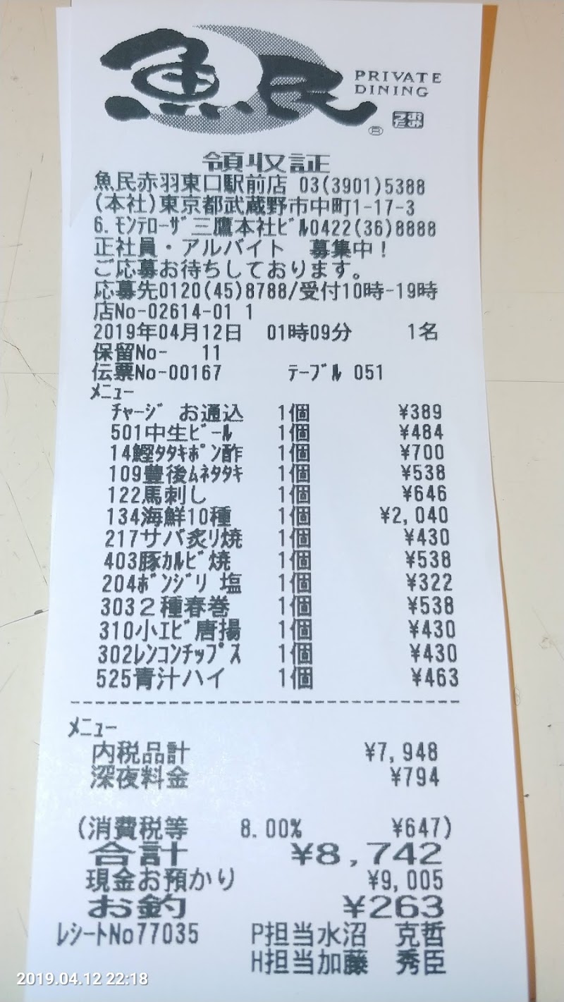 魚民 赤羽東口駅前店 東京都北区赤羽 居酒屋 グルコミ