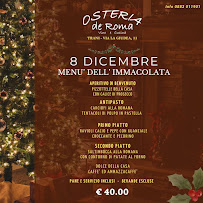 Menu du Osteria de Roma à Trani
