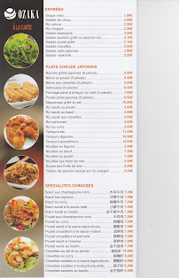 Ozaka à Malakoff menu